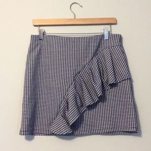Topshop Gingham Ruffle Miniskirt
